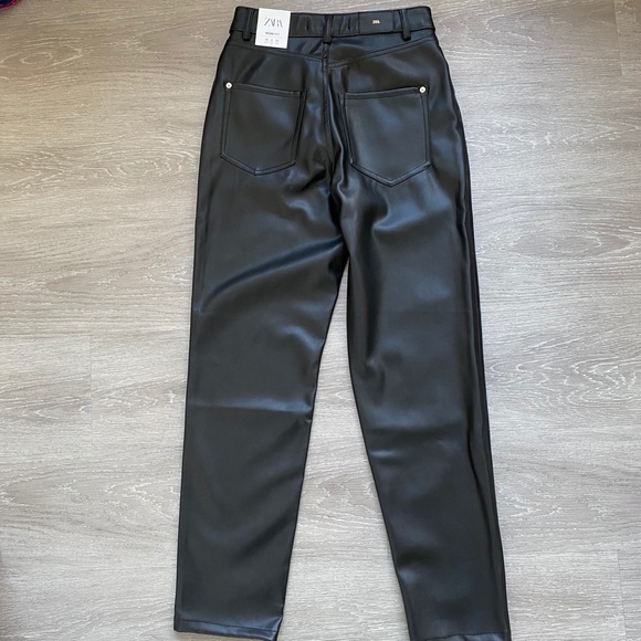 Zara | Pants & Jumpsuits | Zara Faux Leather Mom Pants | Poshmark
